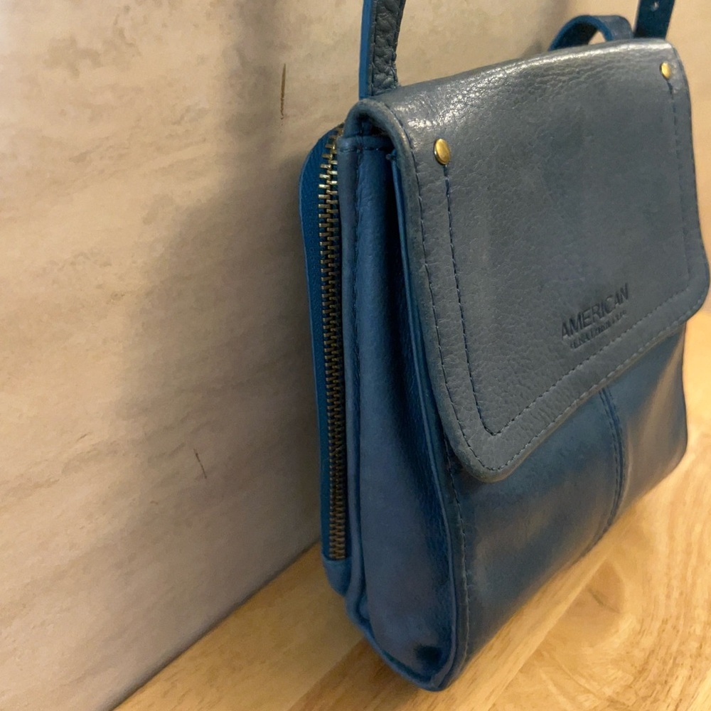 American Leather Co. Kansas Blue/Teal Crossbody Bag - Picture 5 of 15